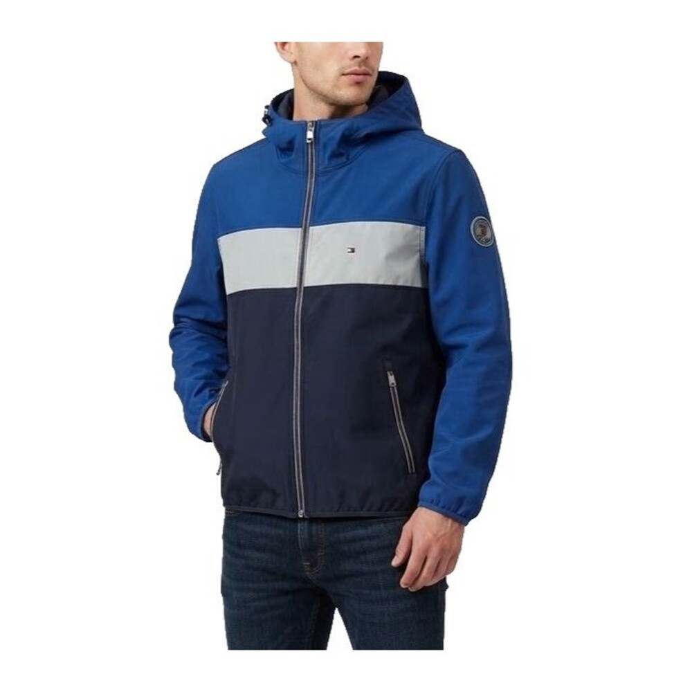 NWOT Tommy Hilfiger colorblock hooded softshell jacket men's size XS